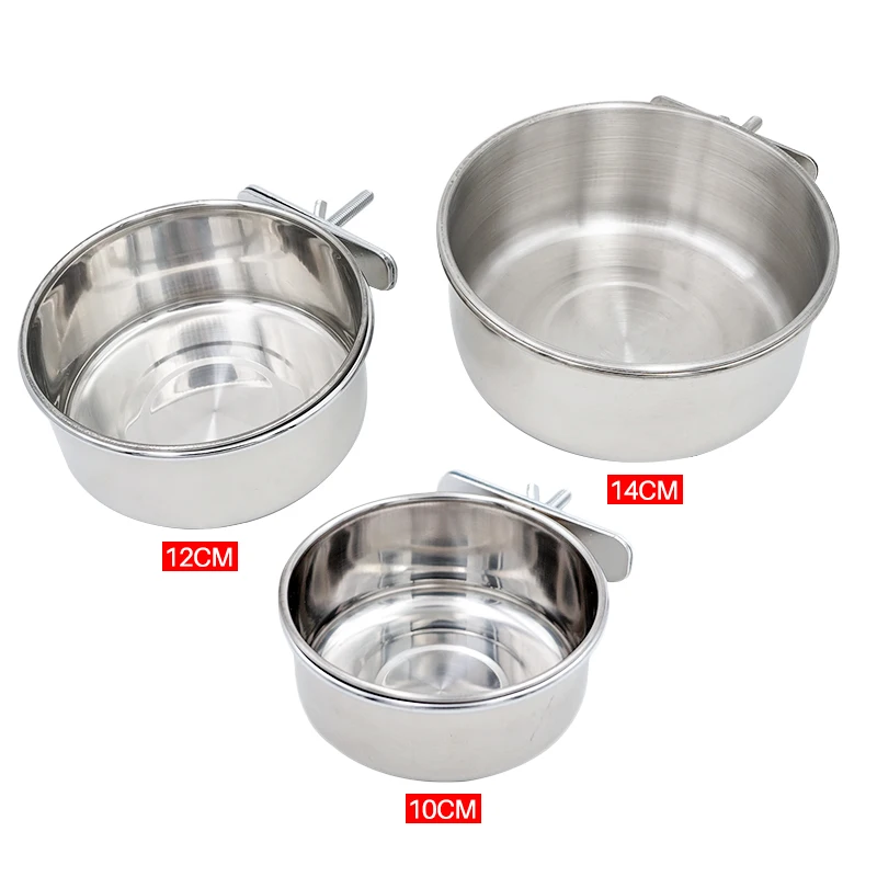 Высококачественная миска для кормления птиц из нержавеющей стали с зажимом