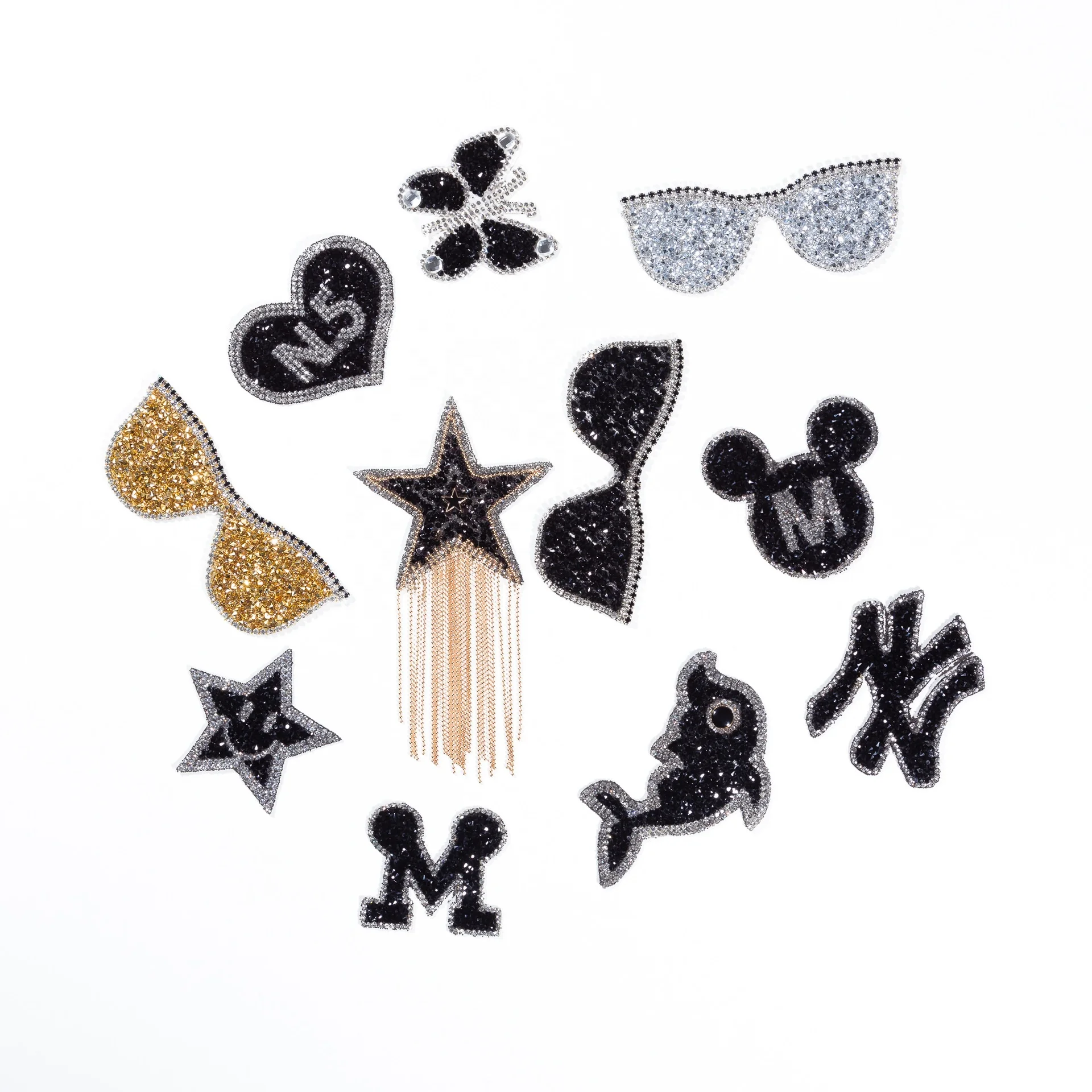 3D Hot Repair Rhinestone Star Applique Iron On Sparkling Rhinestone Beaded Patches Latest Popular Fox Rhinestone Patches