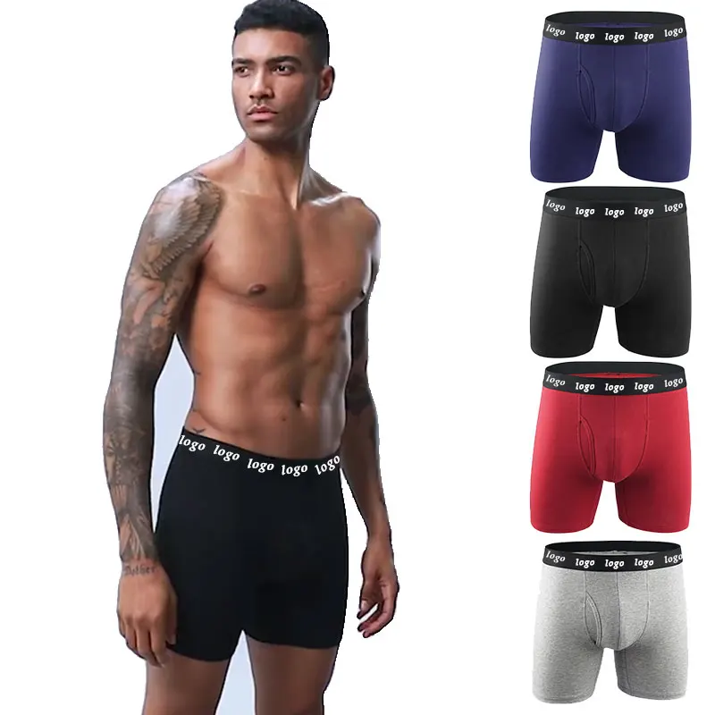 Wholesale Letter Print Cotton Elastic Waistband Underwear Knitted Sport Men Brief Boxers