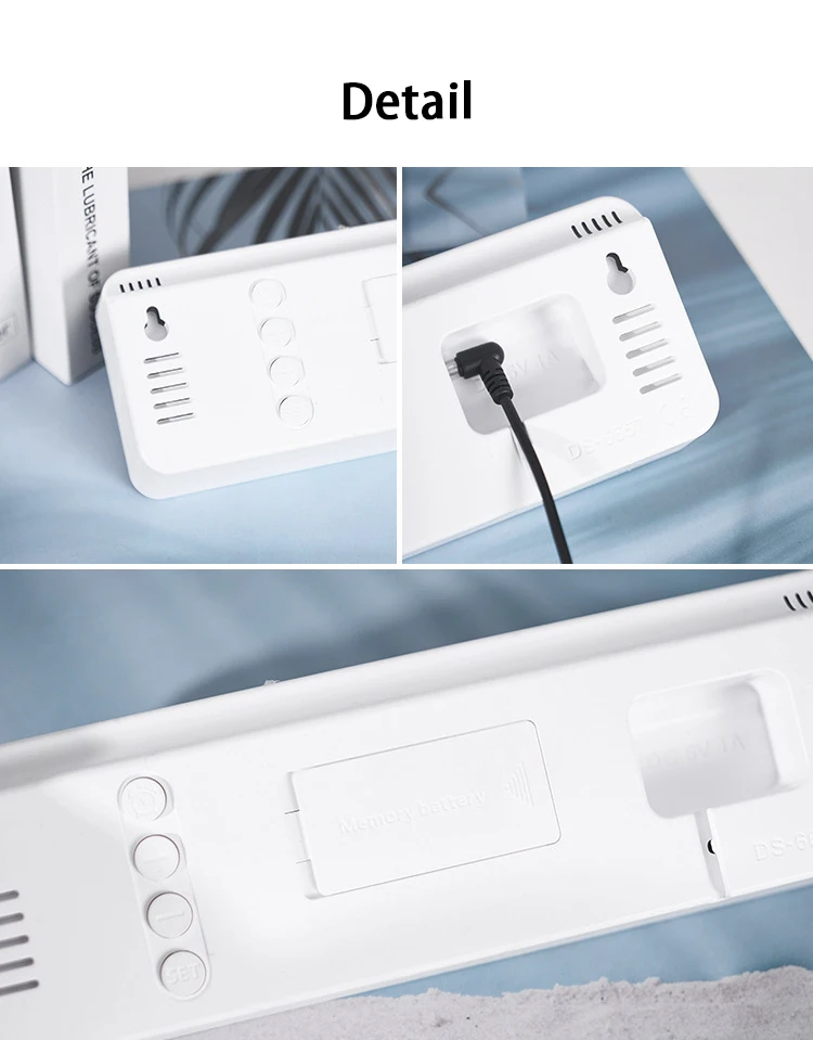 LED Electronic Date Temp Display Wall Electric Clocks Digital Large Display Alarm Clock for Living Room Office Decor