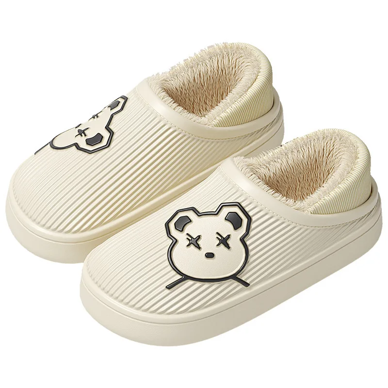 High Quality Waterproof Bear Slippers for Women Indoor Outdoor Winter Thick Soles with Fur Breathable Cheap EVA Garden Shoes