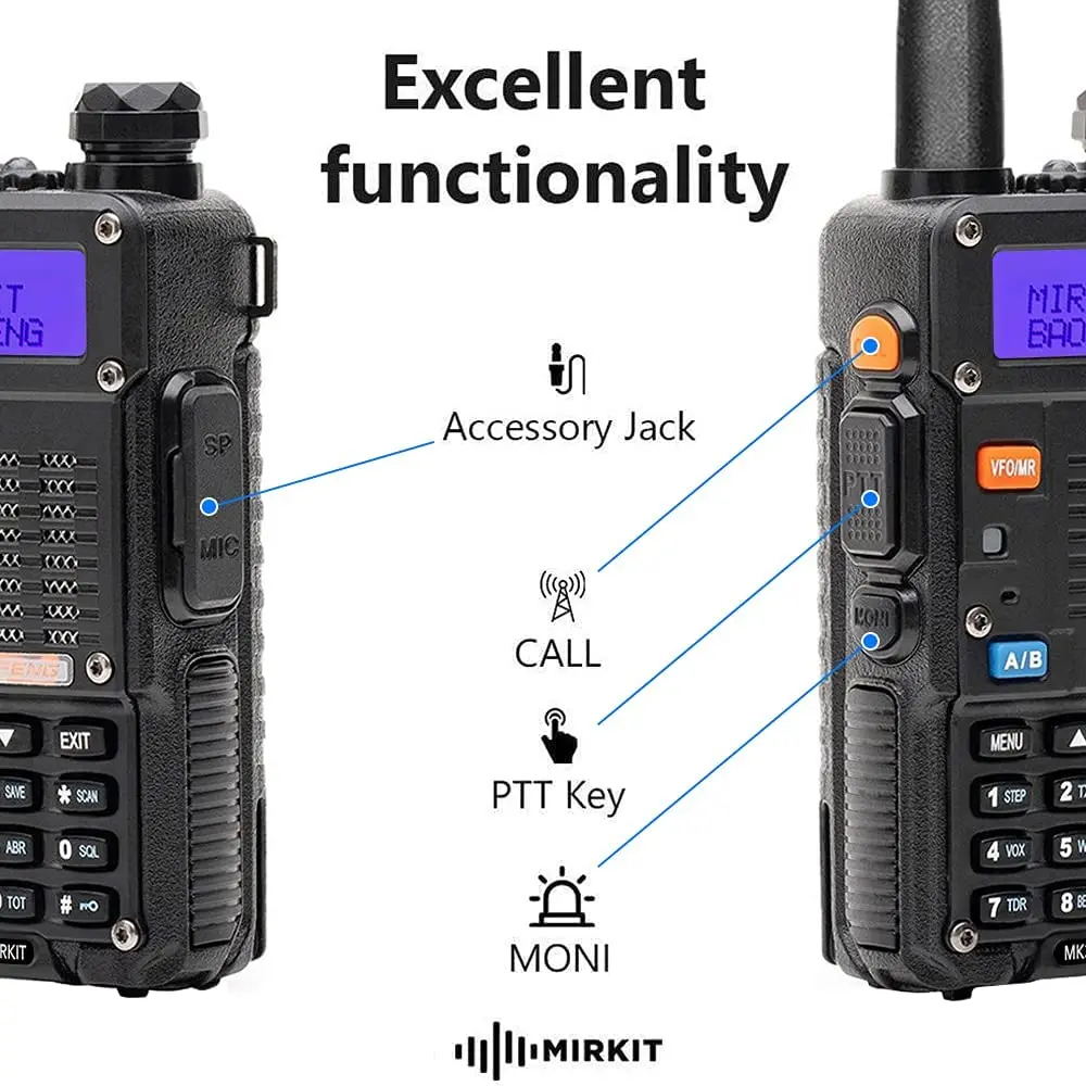 Baofeng UV-5R MK5 8 Вт Максимальная мощность. Любительское радио версия MIRKIT с батареей 1800 мАч для вашего