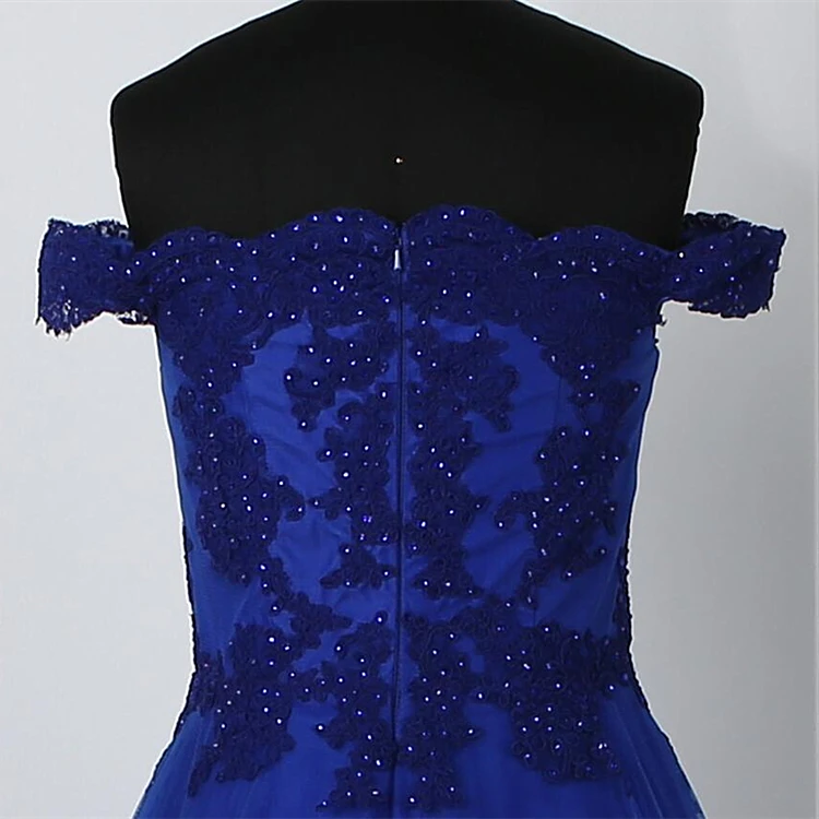 Hot sale vintage tulle embroidery off shoulder lace floor length women prom ball gown party evening gown dress