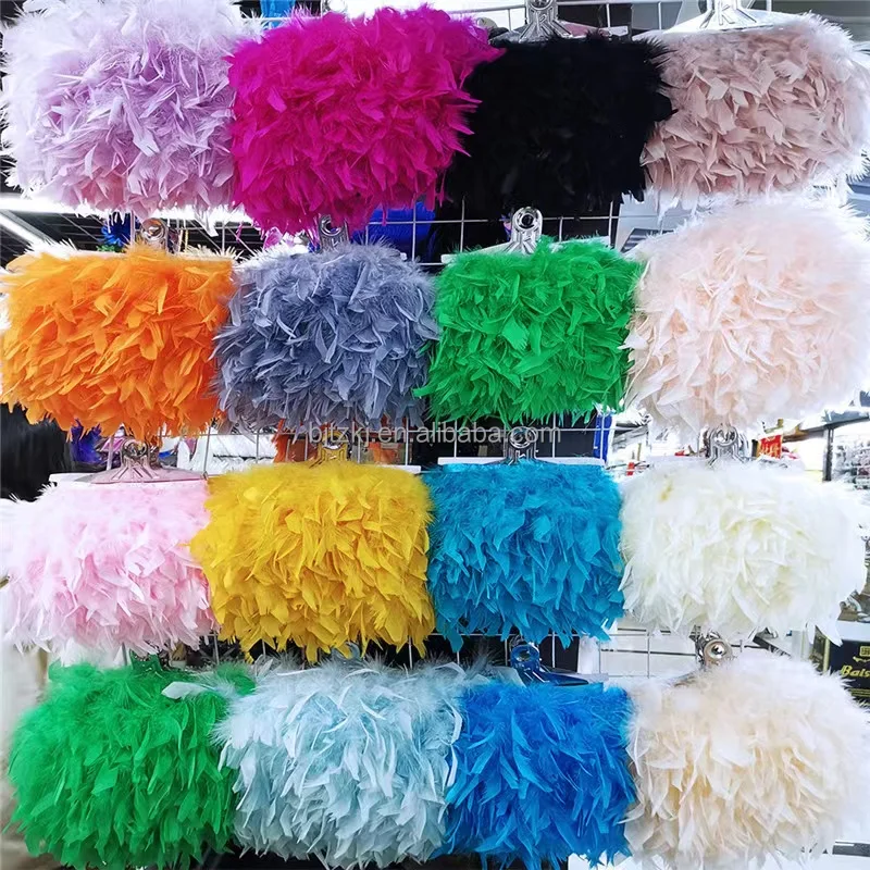 Top Quality Cheap Feather Trim White Dyed Turkey Feather Fringe Trimmings For Clothing