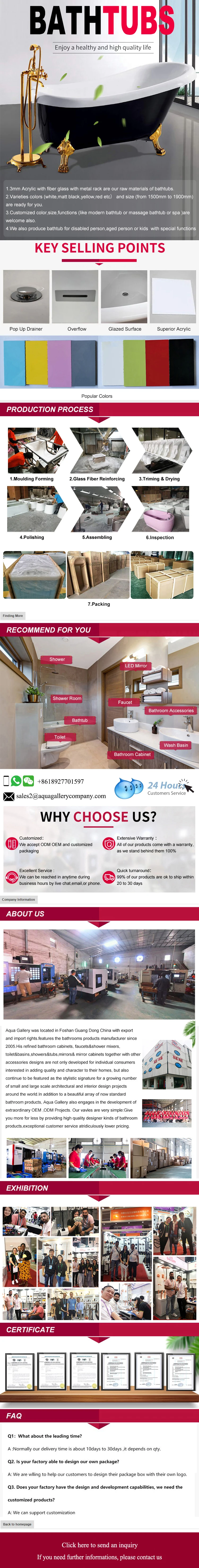 Fancy Green Color Modern Design Free Standing Acrylic Bath Tub with Faucet Hole