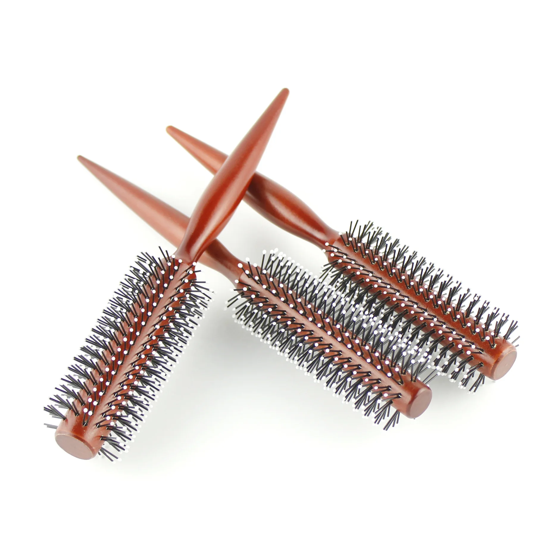 Factory direct sales hairdressing curly hair comb bristles curly hair brush natural wooden round comb household curling comb