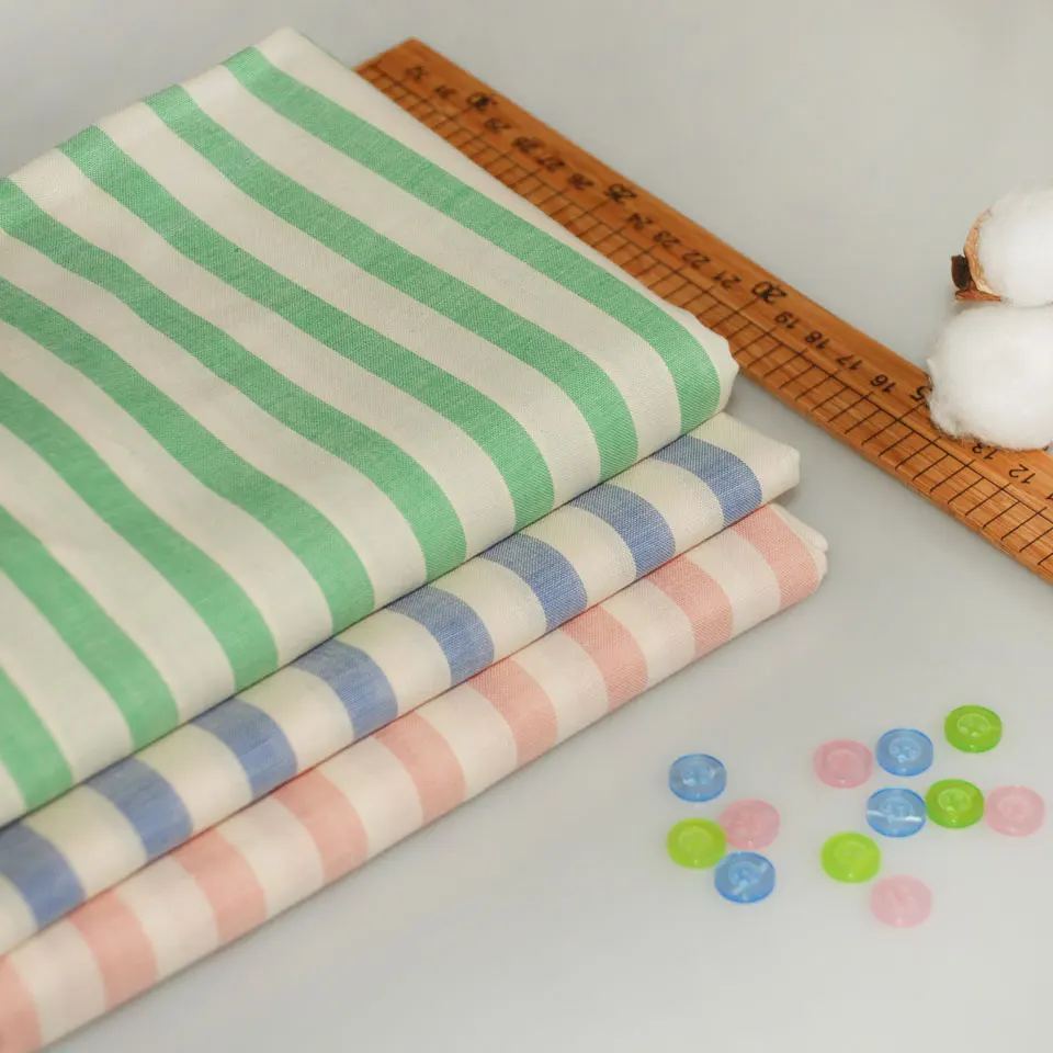 Accept Custom Designs 32*32 Lightweight 95GSM Woven stripe yarn dyed women clothing voile cotton fabric