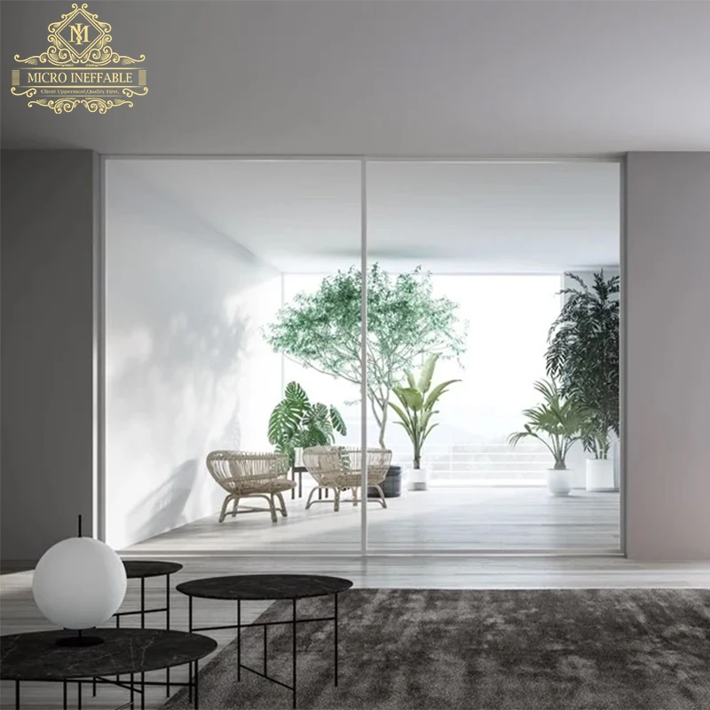 Modern Design Frameless Aluminum Sliding Door Double Soft Closing 8 Wheel Sliding Door