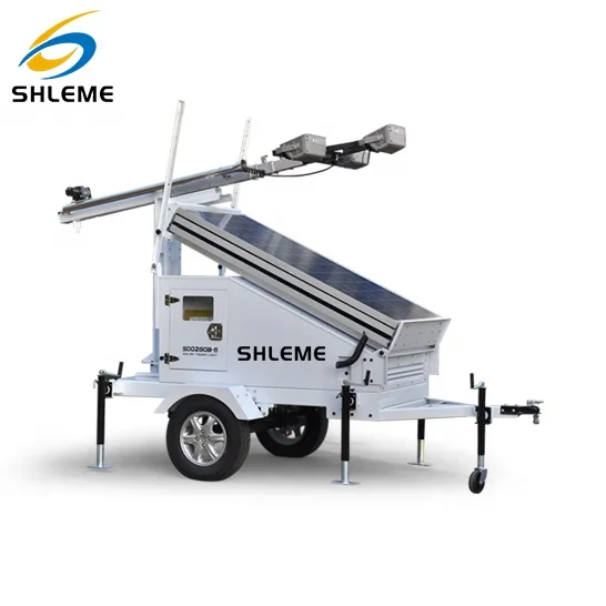 SHLEME Trailer-Mounted Solar Power LED Lamp Mobile Light Tower 9m Height Mast