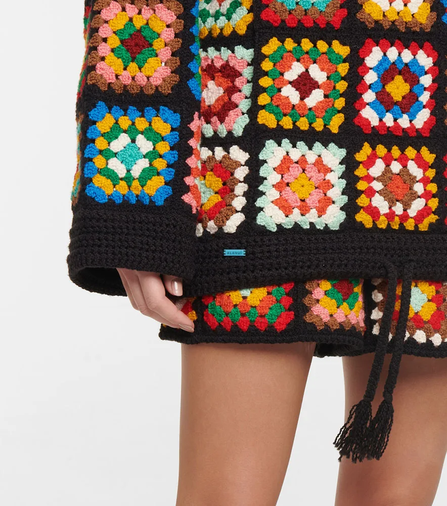 Knitwear Custom OEM ODM vintage handmade women top crochet sweater 100% cotton flower patchwork crochet knit hoodie for women