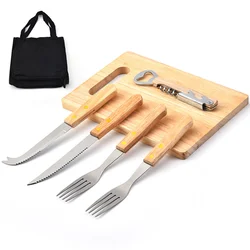 Barbecue accessories Stainless steel picnic tool set Cheese knife steak knife chopping board