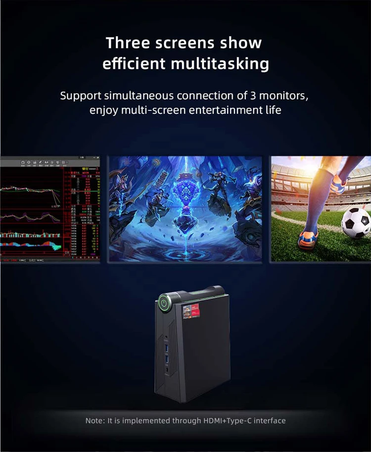 2023 игровой мини-компьютер AM08 PRO Ryze n 9 6900HX DDR5 * 2 4800 мГц 32 г/64 г 512 1 ТБ м.2 2280 NVME/ NGFF мини-ПК