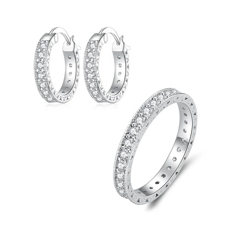 custom high quality luxury wholesale simple jewelry set gifts women bling zircon 925 silver fashion jewelry jewelry sets