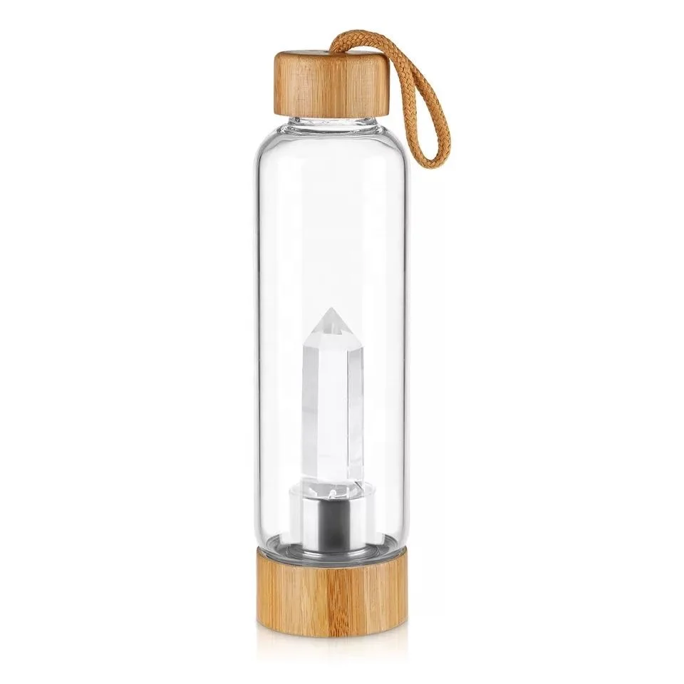 Natural Crystal Gemstone  Healing stones  Elixir Crystal point Gem infused Crystal water bottle