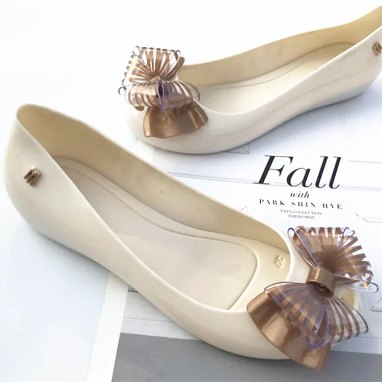 Wholesale womens shoes  new style big bow women unique pvc flat sandals high quality casual  fashion footwear for girl