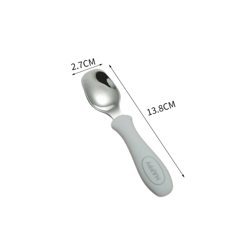 New 316 Stainless Steel Silicone Baby Spoon Fork Baby Feeding Training Cutlery Set