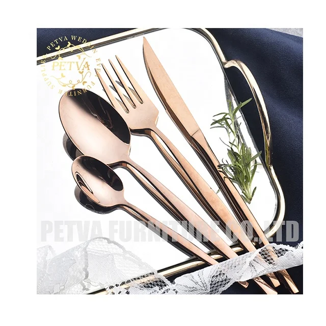 New Epoch silver stainless steel spoon gold forks and knives in one set rose gold cutlery for restaurant used