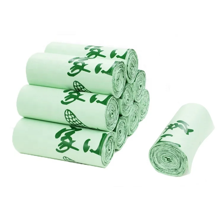 household kitchen sink food durable PLA compostable degradable flat mouth garbage can liner trash  bag