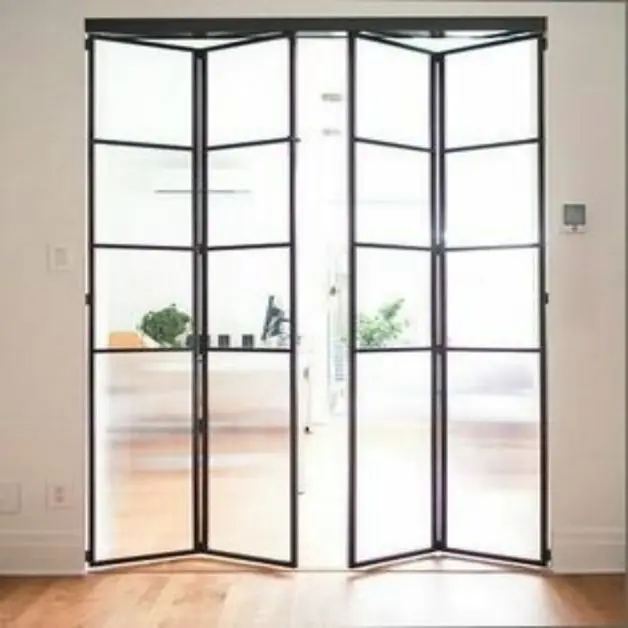 Modern House Design Solid Steel W37 Crittal Folding Door with Tempered Glass 2023 New Design Exterior Door and windows