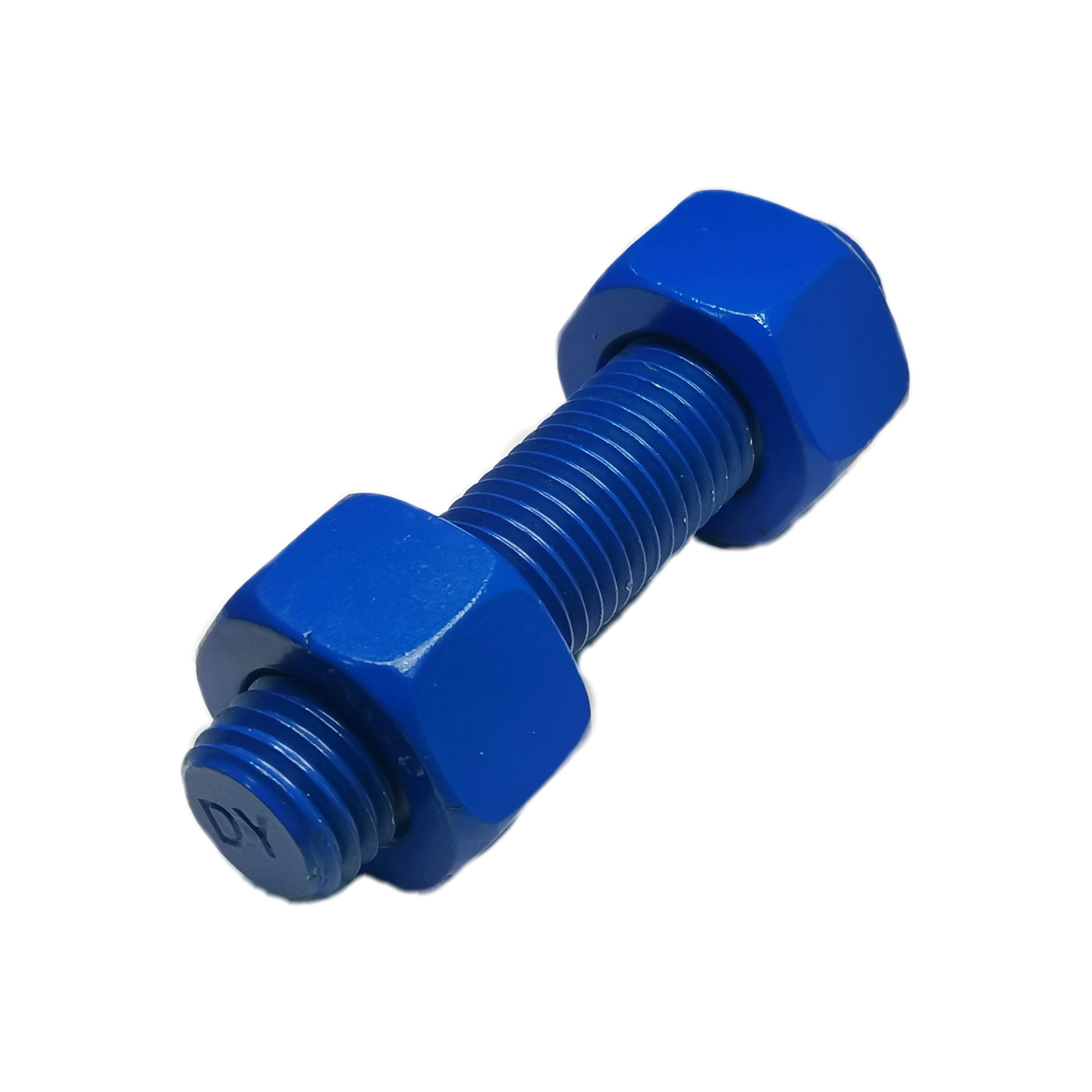 Factory supply  carbon steel PTFE ASTM A193 B7 double head Stud Bolt High Tensile Full Threaded Bar Stud Bolt with 2h nut