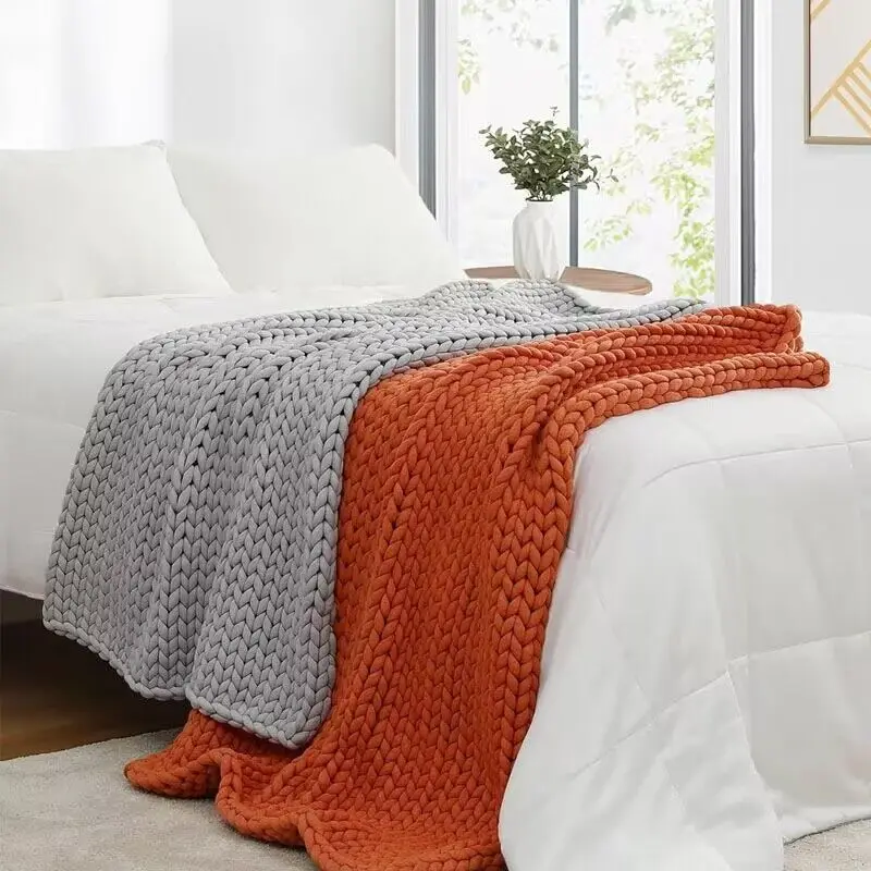 Home Decor Giant Yarn chunky knit weighted blanket Braided Sensory Autism weighted blanket knitted