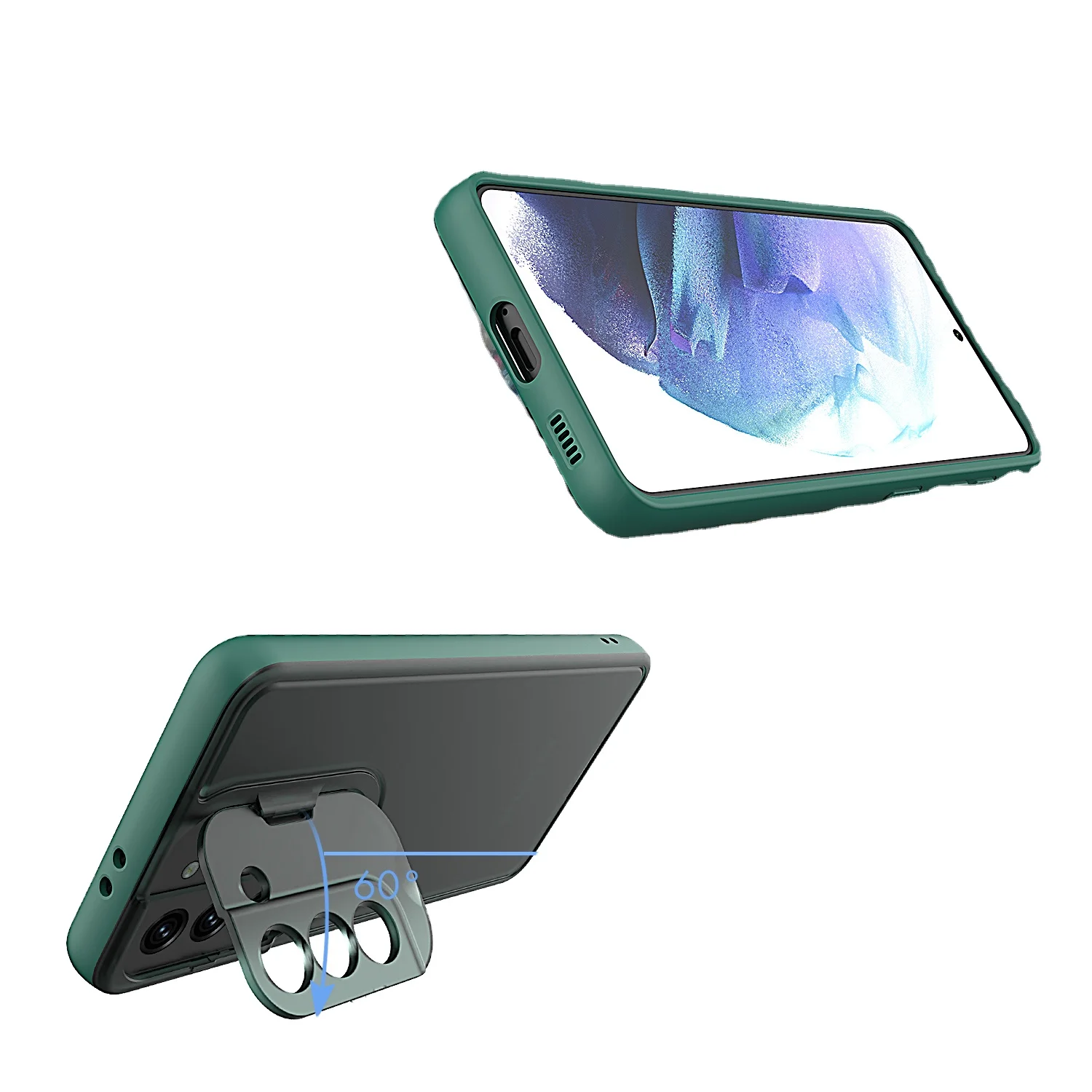 Hot Sale Factory Mobile Phone Bag Folding Kickstand Camera Protection Mobile Cover 2 In 1 Phone Case For Samsung Galaxy S22
