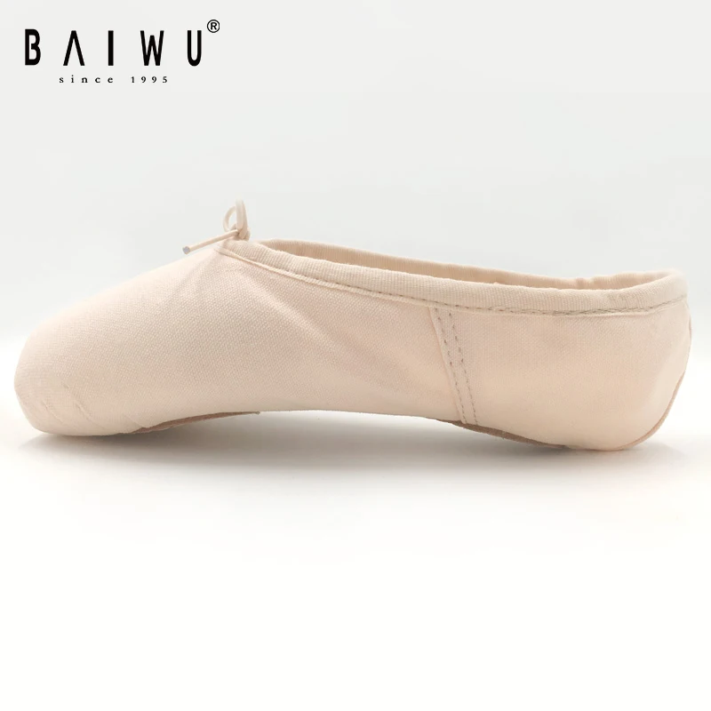 116131008 Baiwu Synthetic Leather Full Sole Cotton Soft Pink Training Performance Dance Shoe For Women Girls Pointe Ballet Shoes