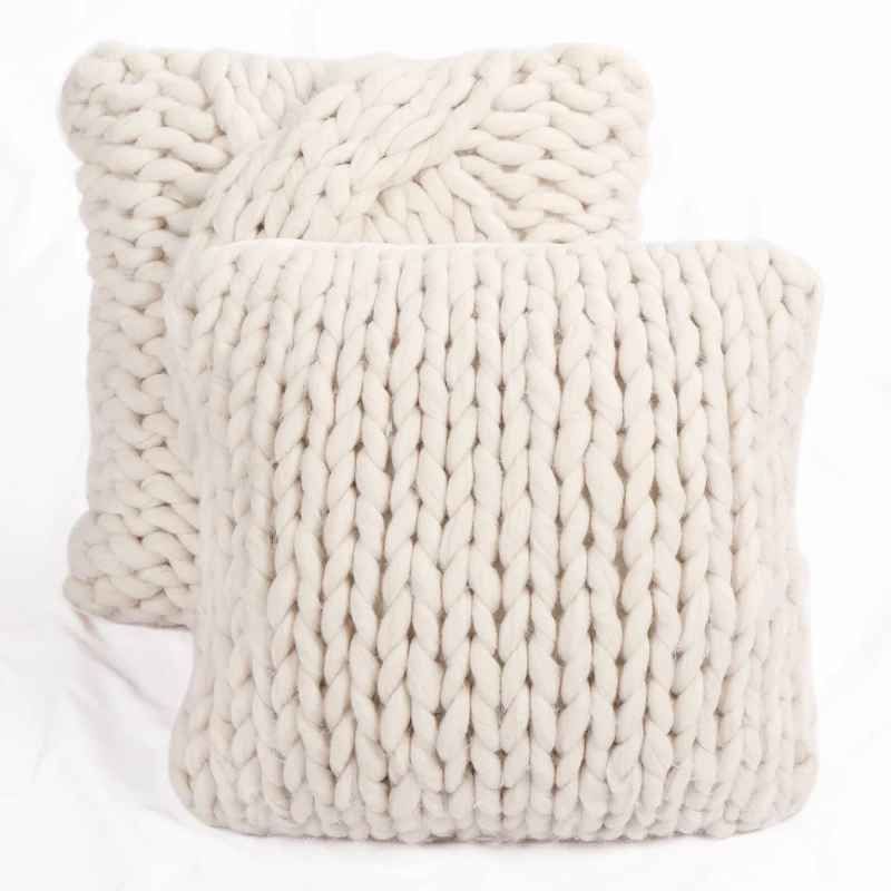 Living Room Custom Cable Jumbo Knitted Cushion Throw Pillow Cover for Living Room Decorative