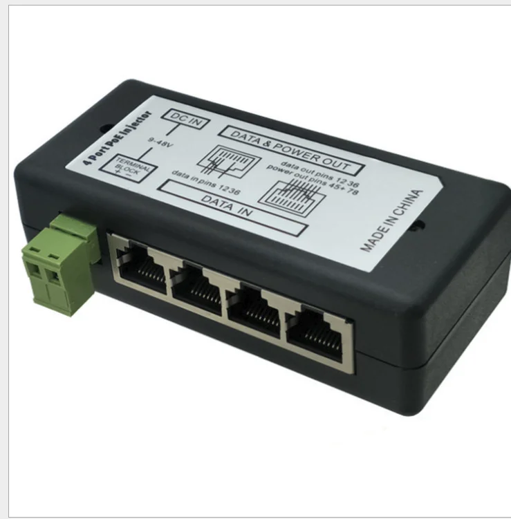 4 порта POE Инжектор POE разветвитель для POE IP CCTV камера вход DC12V-DC48V