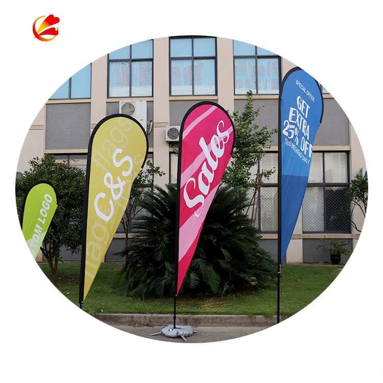 Promotional Usage Advertising Exhibition Event Outdoor Feather Flag Flying Beach Banner Stand Teardrop