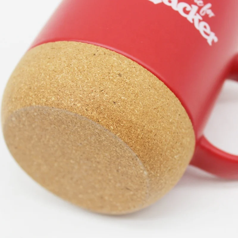 Custom Travel Solid Ceramic Bulk Coffee Mugs with Decal Design Insulated Cork Bottom and Splash Proof Mug Lid