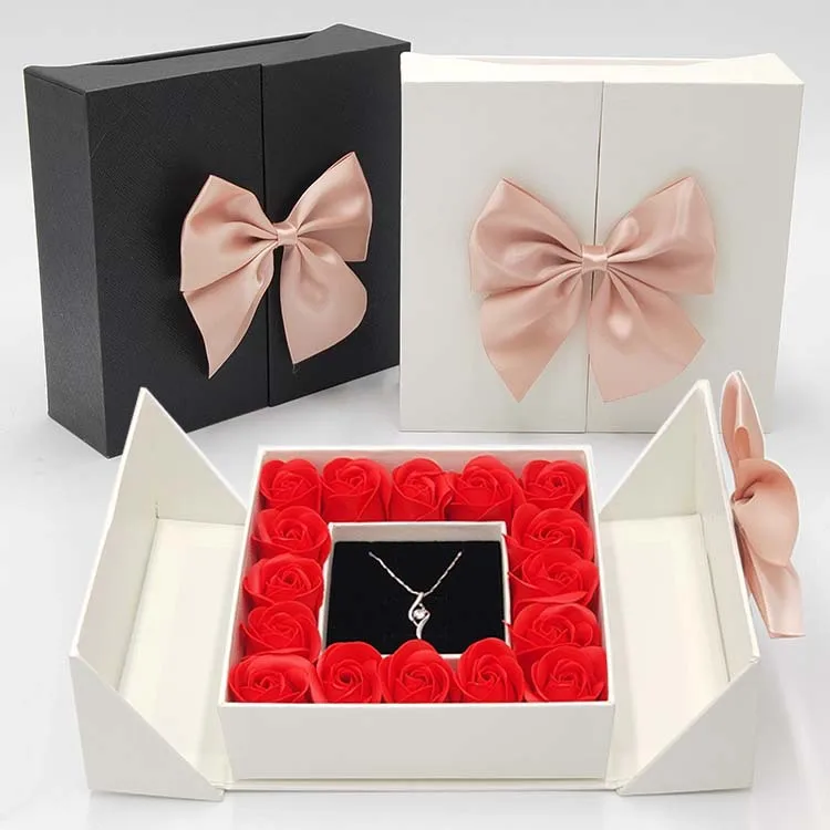 16 rose  jewelry box with  Bow for  Necklace  rings and earrings
