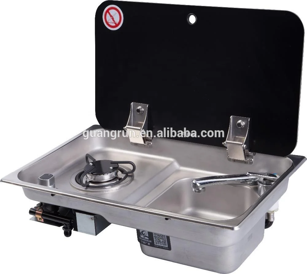 Stainless steel RV gas stove with  sink include tap  LPG cooker in  RV Boat Yacht gas stove