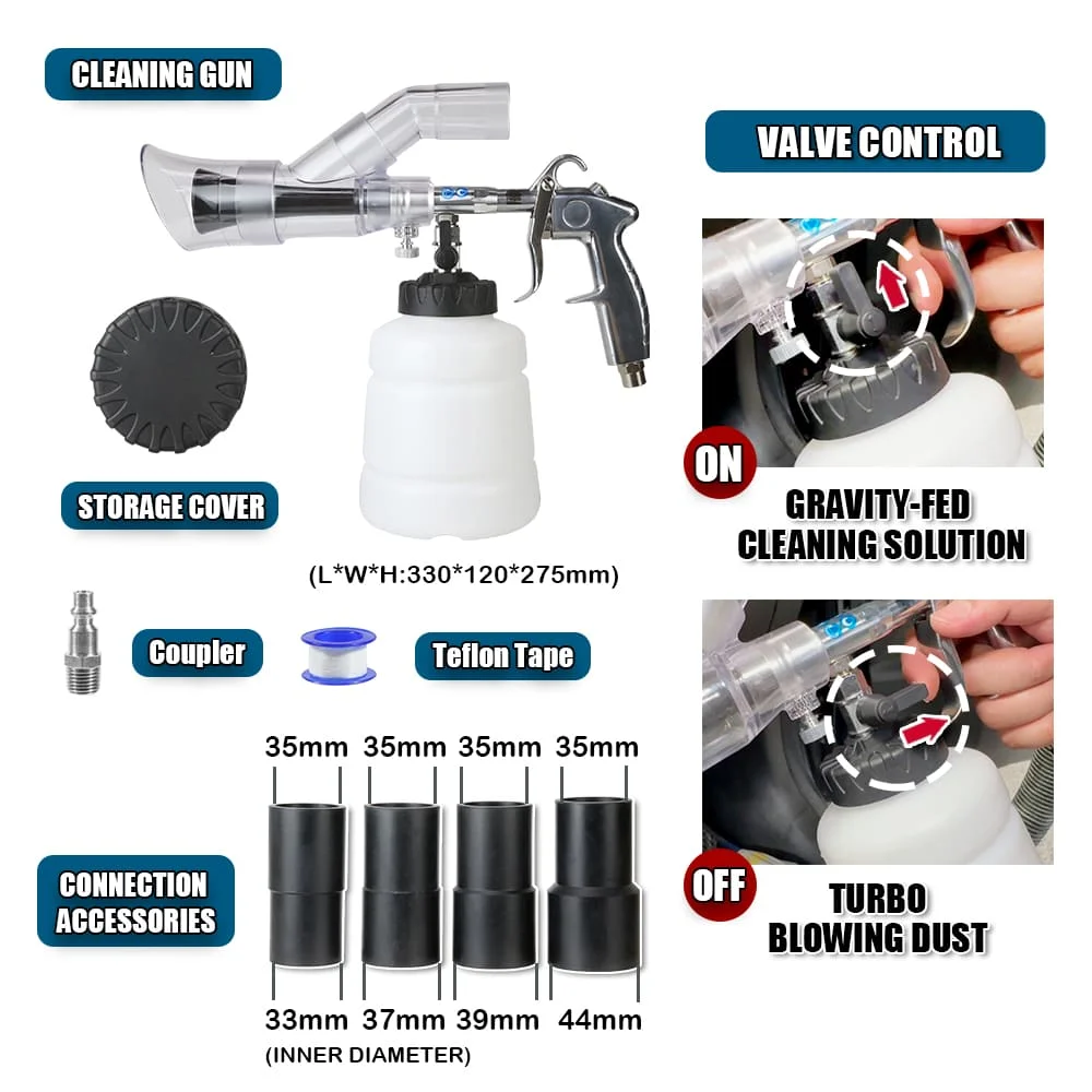 High-Pressure Turbo Cleaning Gun with Adjustable Valve Control for Car Detailing