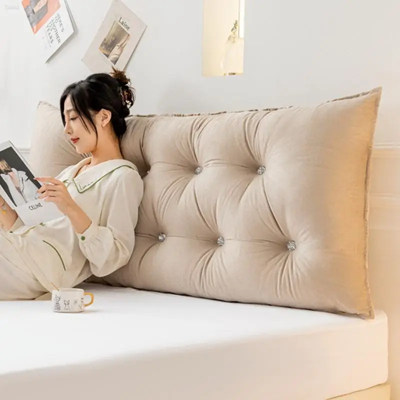 Garden Solid Color Bier Home 2024 New Double-breasted Long Bedside Cushion Soft Bag Waist Large Backrest Anti-collision Bed Pill