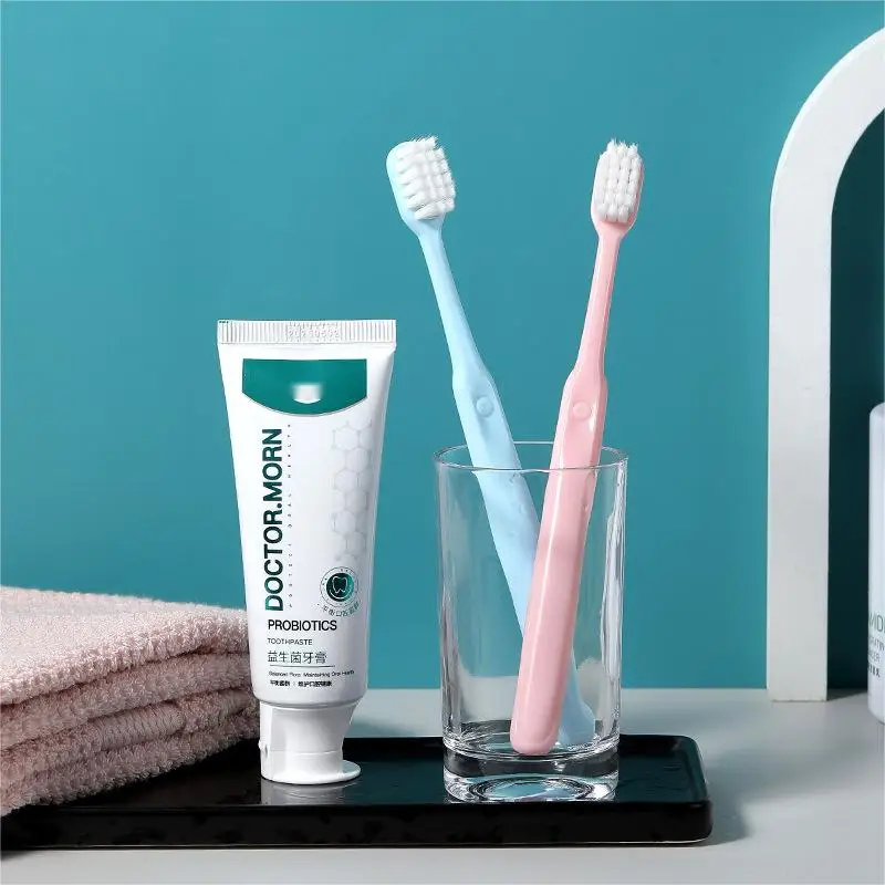 Wholesale New square hole 3pcs pack home adult wide head soft hair bristle Travel motel inn OEM reusable large head toothbrush