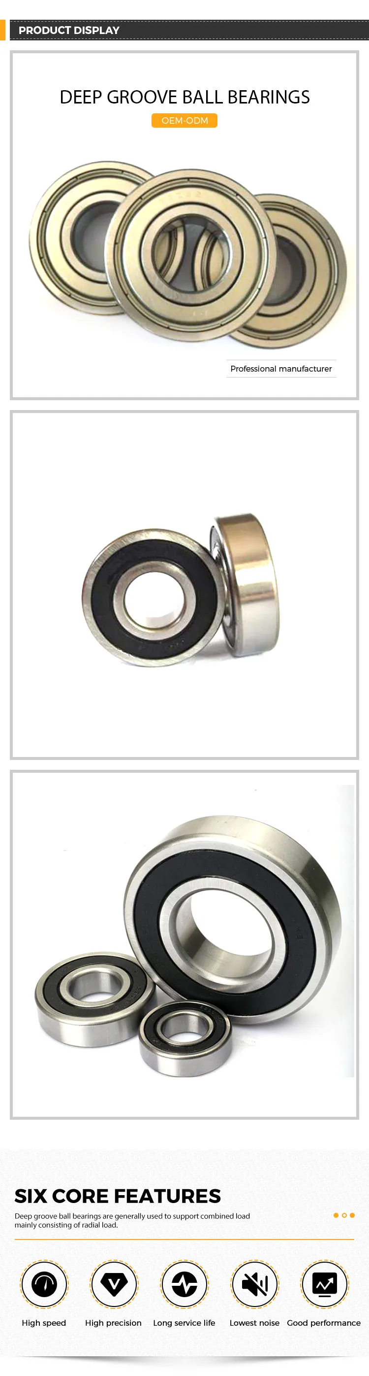High Performance Chrome Balls Travel Motor Bearing Free Samples Deep Groove Ball Bearing 6204