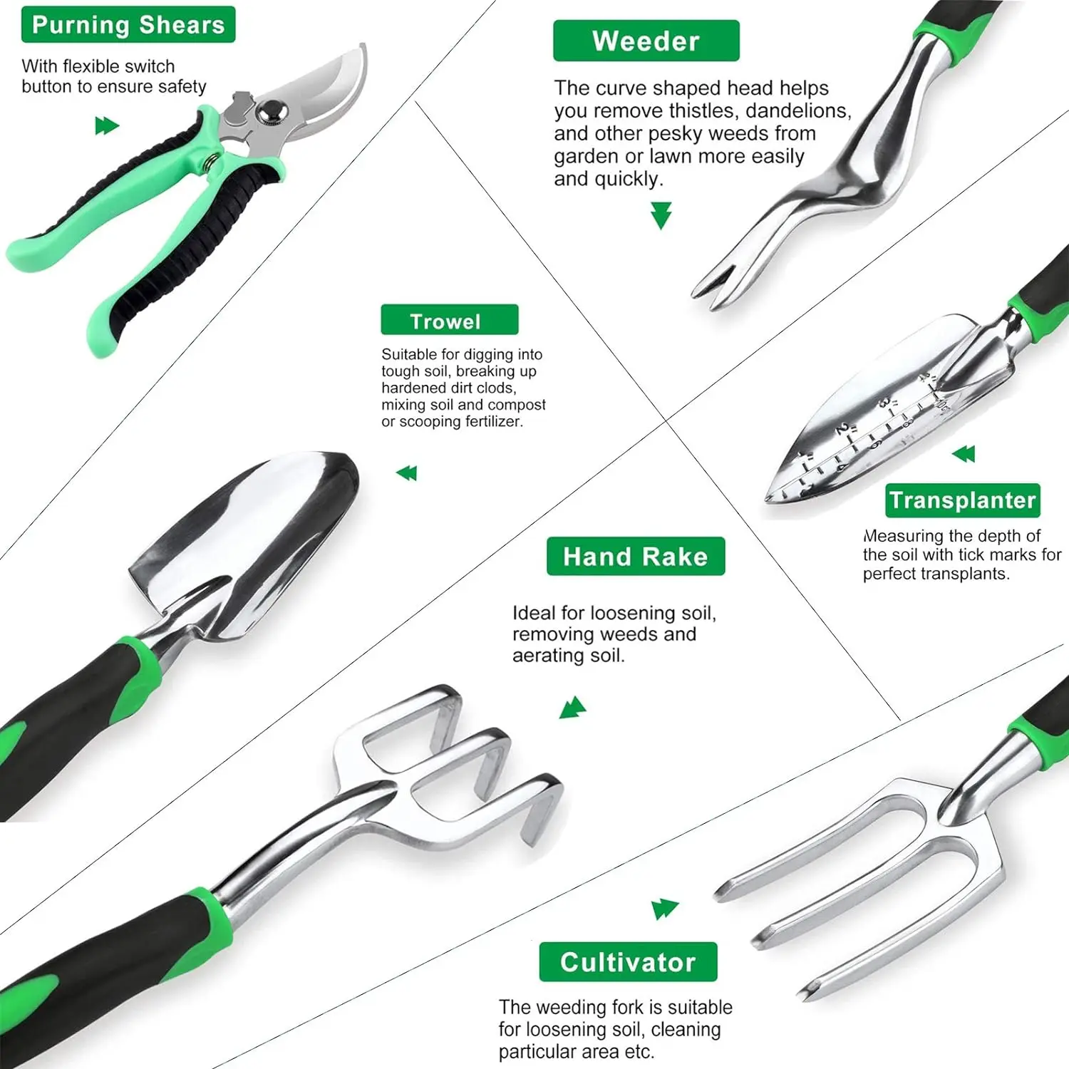 8pcs Garden Tools Set  Gardening Tools with Storage Tote Bag and Non-Slip Handle