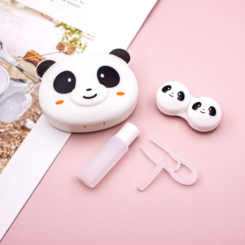 animal case lenses display box Factory Wholesale Contact Lens Case Box For Contact Lens Storage With Mirror ready stock