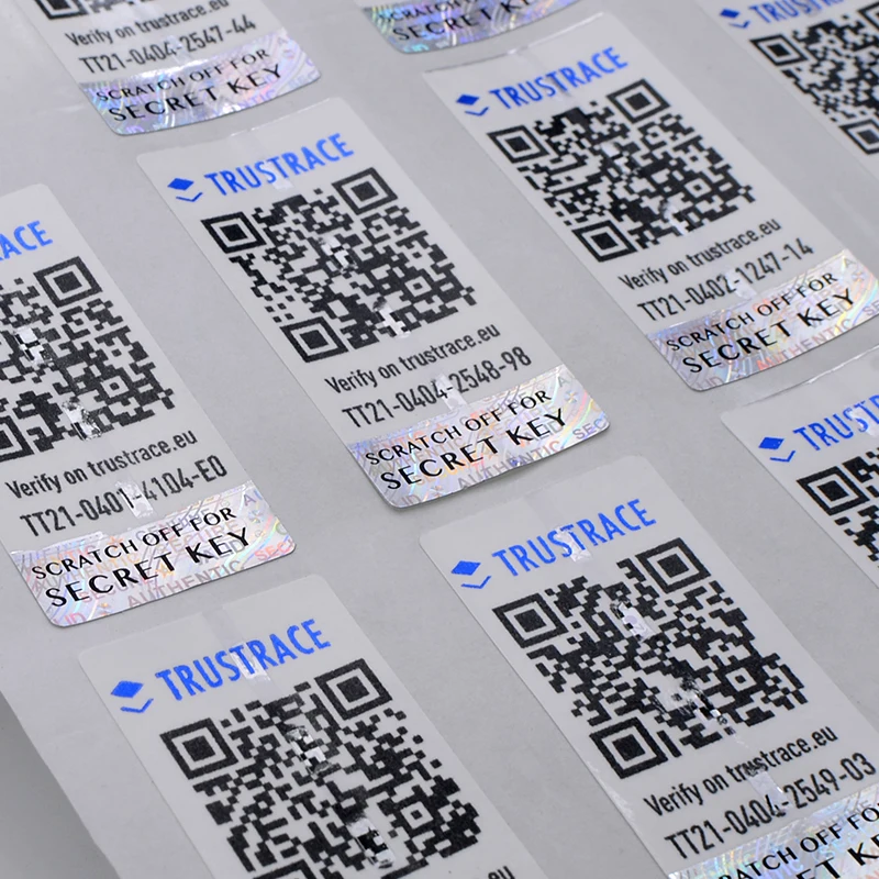 Пользовательские водонепроницаемая бумага Qr-код наклейки безопасности переменная печать логотипа наклейка с царапинами и случайным числом