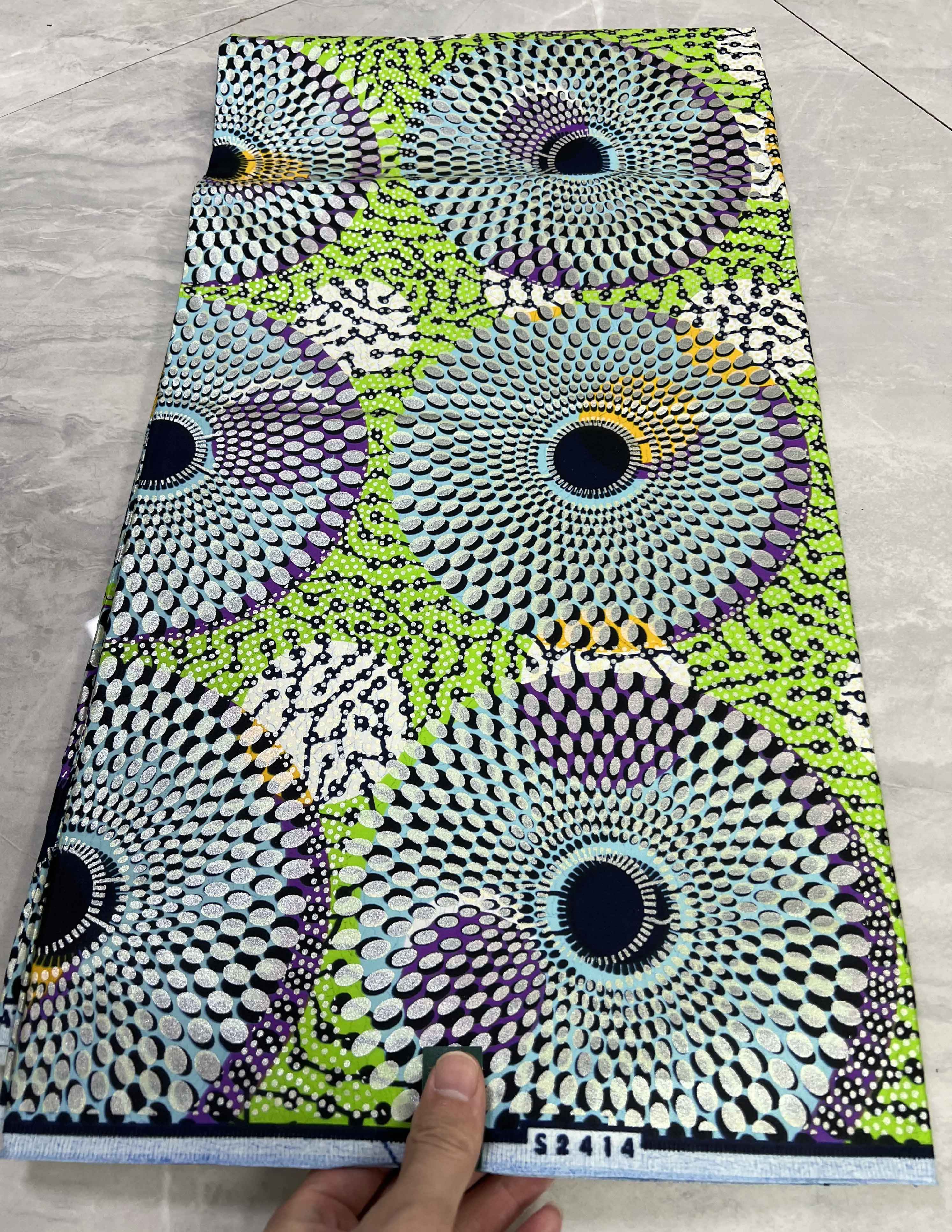 2024 African batik cloth printing cotton golden satin wax cloth grand de super polish wax fabric