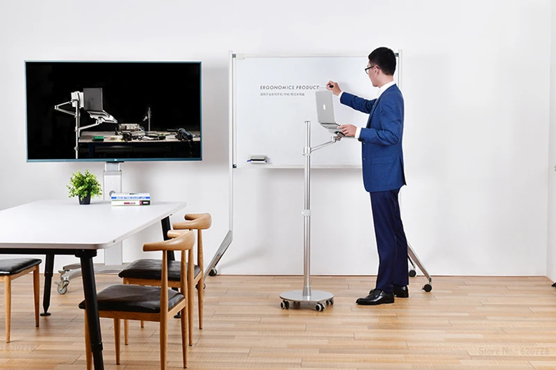 360 Rotation Aluminum Alloy 3 in 1 Mobile+Tablet PC Holder + Laptop Stand Holder Dual Arm Office floor stand Lapdesk Bracket