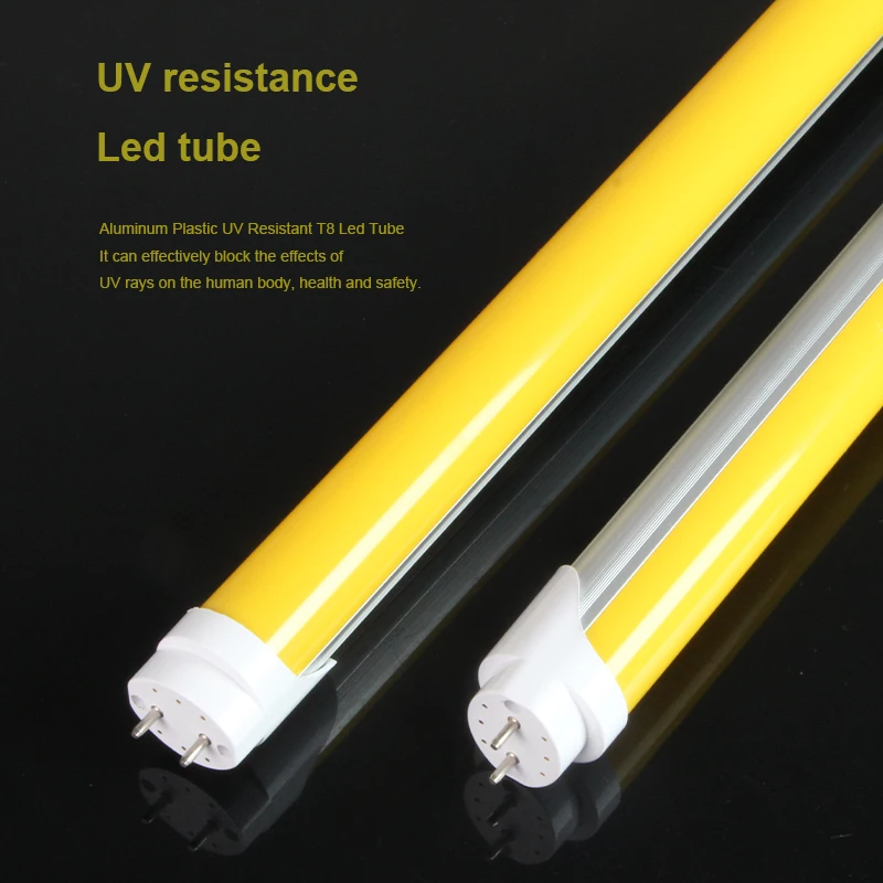 Uv Free Led Lamp tubes yellow cover 1700K IC semiconductor factory lighting led t8 light tube