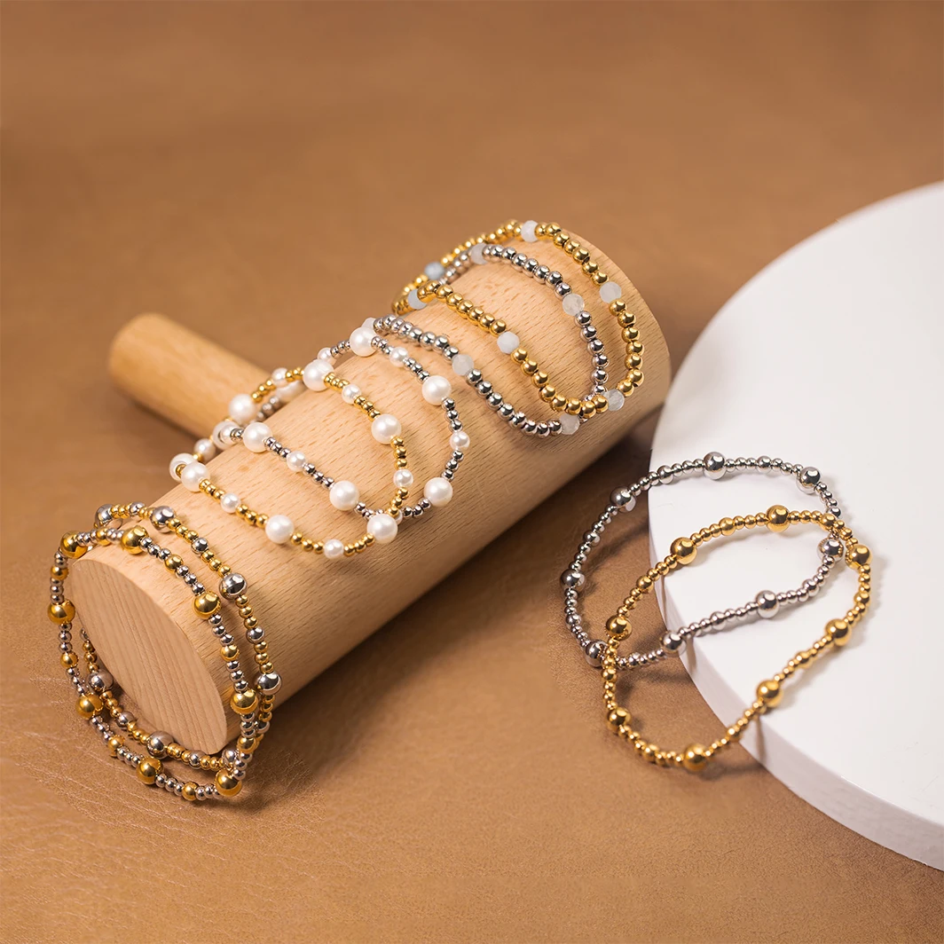 Powell Fashion Handmade Custom Bead Bracelet Jewelry Shell Pearl Bead Stretch Bracelets