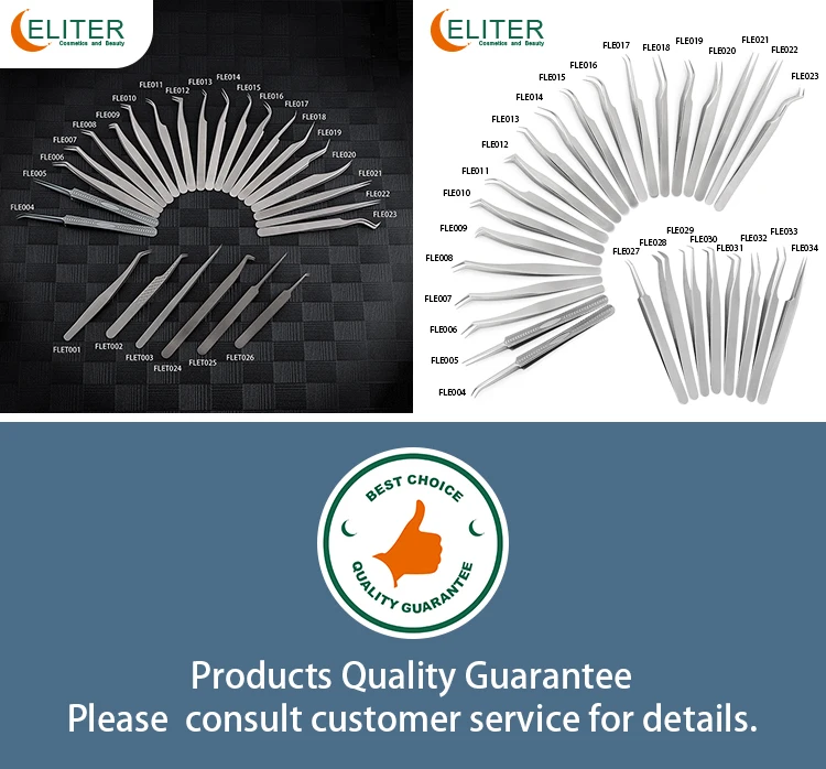 ELITER Hot Sell In Stock Full Range Titanium Eyelash Tweezer Steel Eyelash Tweezer Eyelash Tweezer Extensible