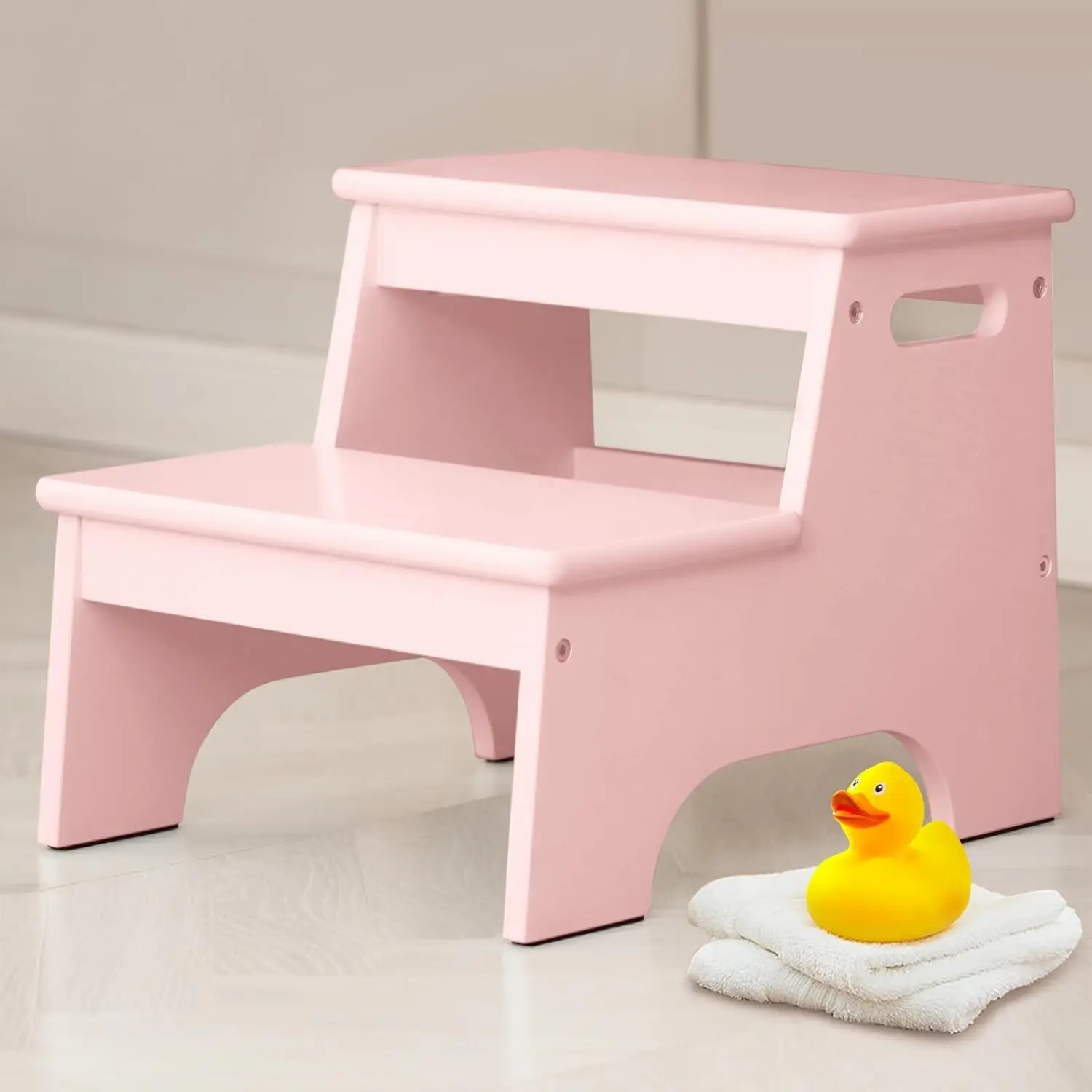Kids Step Stool Wooden Two Step Stool Heavy Duty 2 Step Stools for Kitchen