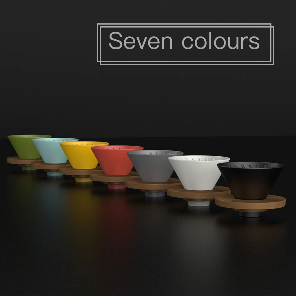 DHPO New Product Coffee Dripper Filter Ceramic Cup With Fixed Ring Wooden Walnut Holder