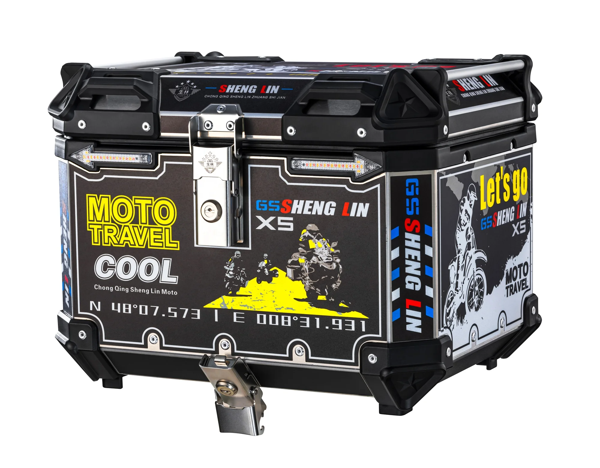 
New Invention 2021 SHENGLIN H70 Sticker 28L/45L/50L/60L Motorcycle Aluminum Alloy Tail Top Box 