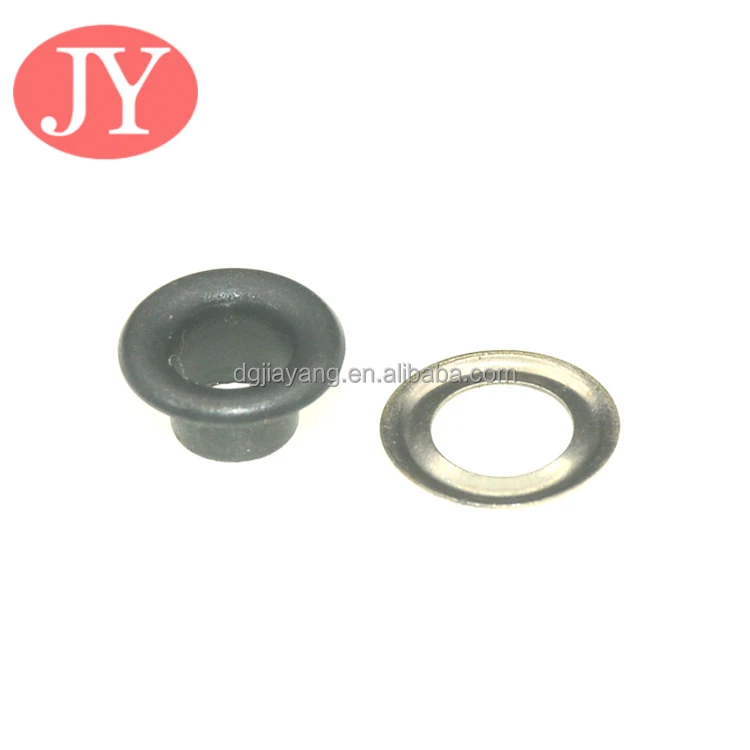 26# matte black color laser custom logo eyelet fastener shiny silver metal eyelet for high end handbags