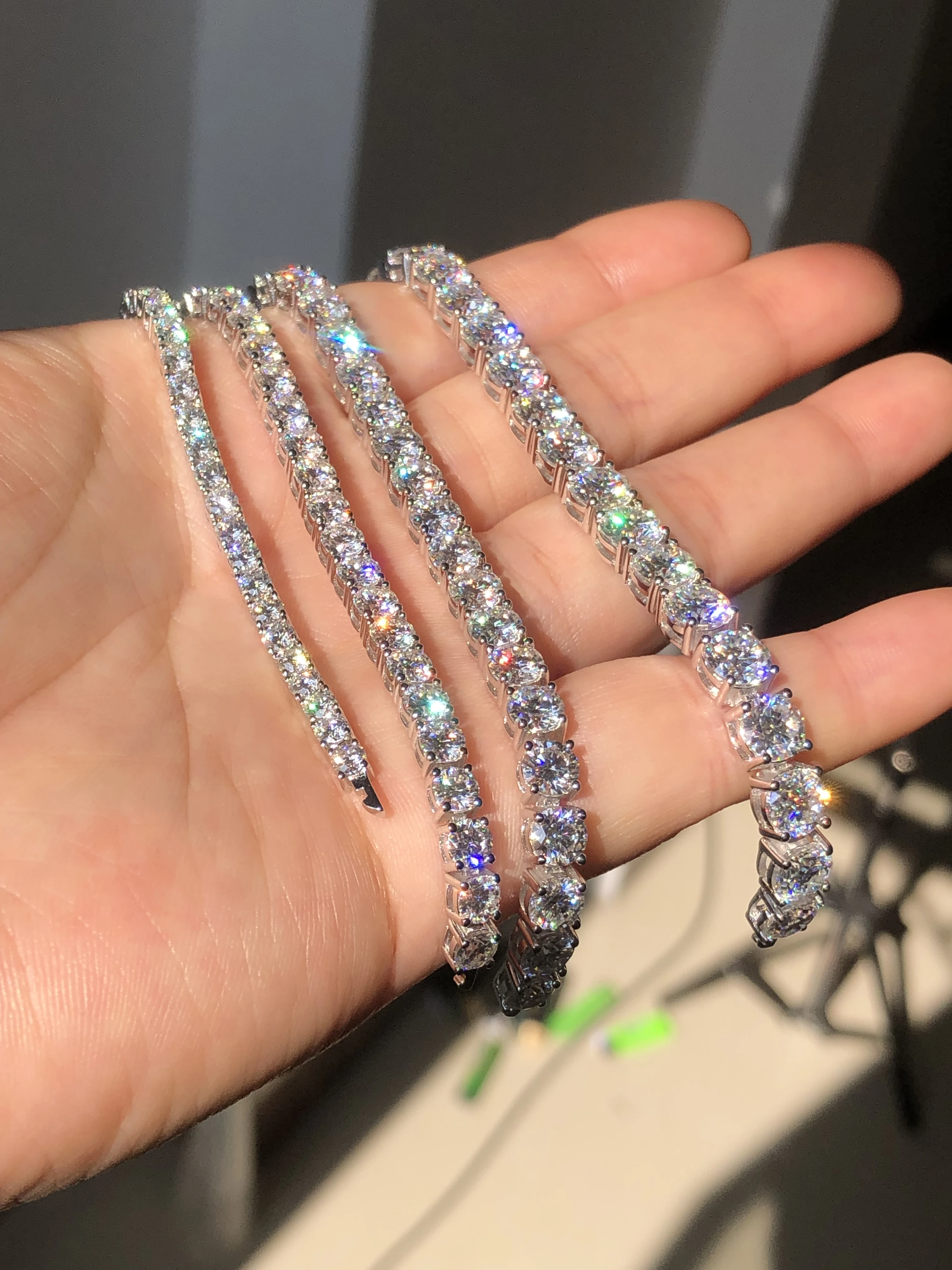 lowest to $30 price fine jewelry wholesale custom S925 sterling silver 2mm 3mm 4mm 5mm 6mm stone bracelet moissante tennis chain